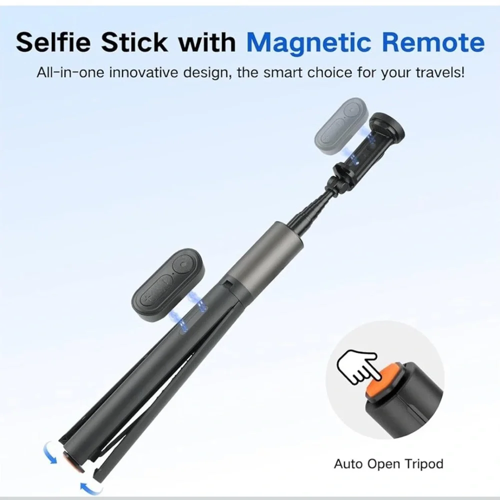 62” Inch Selfie Stick Tripod Auto Open Stand with magnetic remote-Open Box